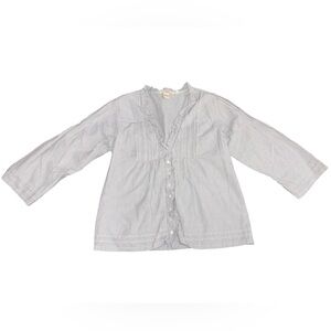 Sundance Striped Cotton Blouse Size M Button Front V-Neck Boho